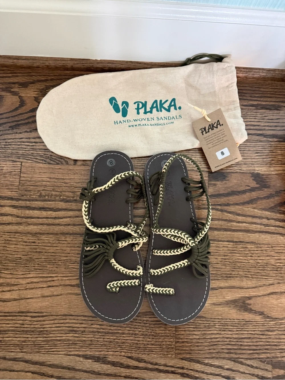 Plaka Olive & Cream Braided Wrap Sandals - Women